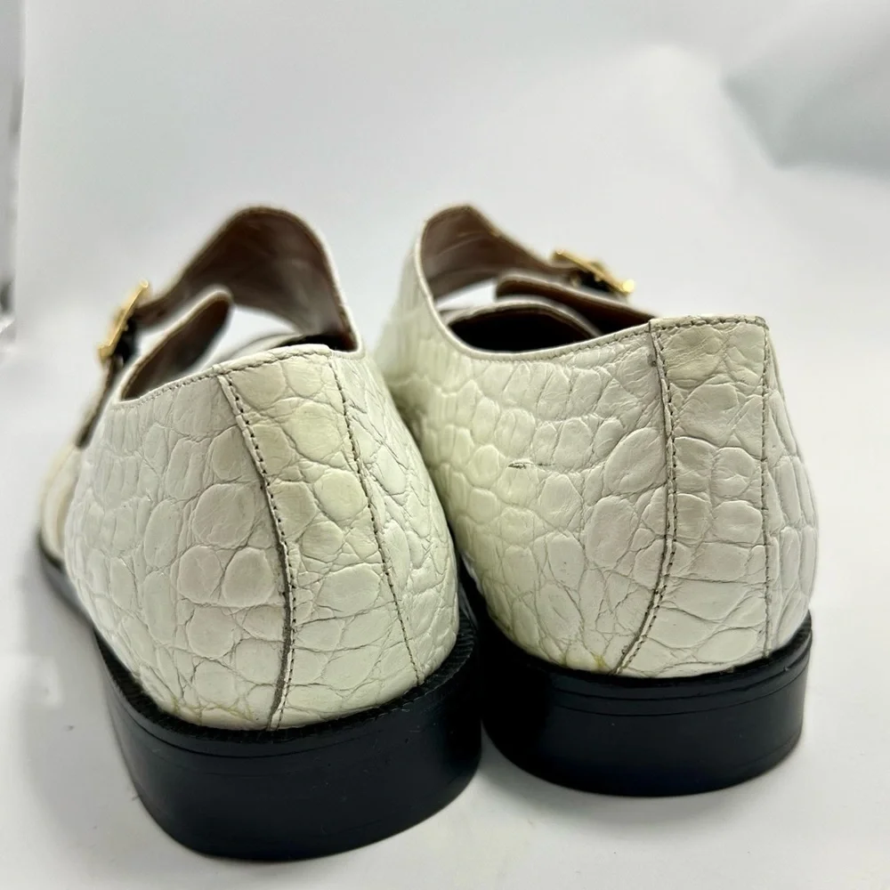 Marco Vicci white croc embossed city sandal loafers size 10.5
